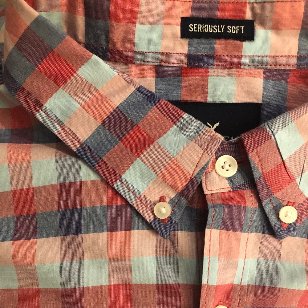 American Eagle long-sleeve check button-up shirt